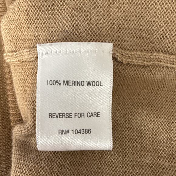 Garnet Hill Mock Neck Camel Tan Merino Wool Long Sleeve Sweater Size S Minimal - Picture 7 of 7